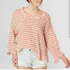 Free People Island Girl Hacci Distressed Shirt